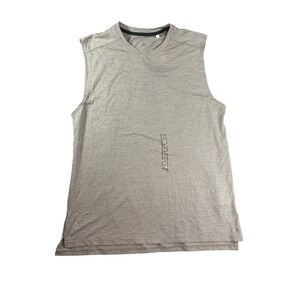 DSG Mens Sleeveless Training Tee Tan Heathered Stripe Muscle Tank Top Size M